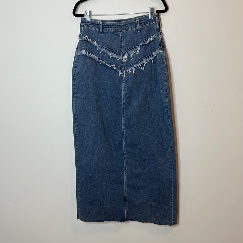 Princess Polly Lune Denim Maxi Skirt Size 6 - Picture 2 of 8